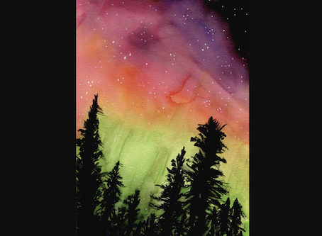 Watercolor Painting How to Paint the Northern Lights [Class in Online